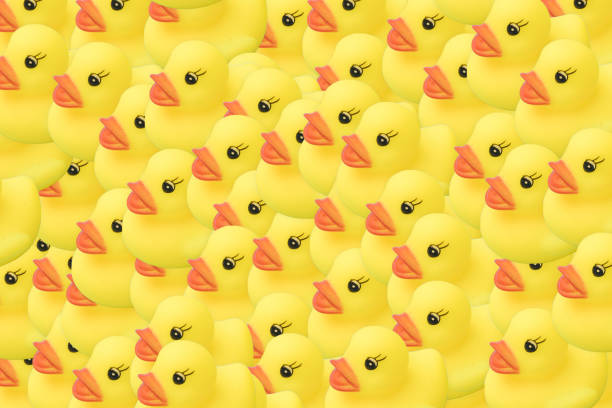 istock Thrown yellow rubber duck. Funny scene. 1319865141