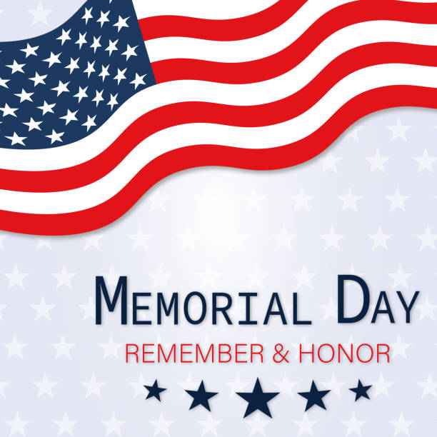 Memorial Day Poster with American Flag Memorial Day Poster with American Flag. Vector Illustration isolated on stars background memorial day weekend stock illustrations