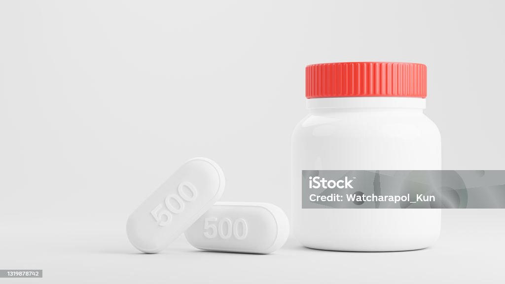 3d render of bottle with medicine for product display Bottle Stock Photo