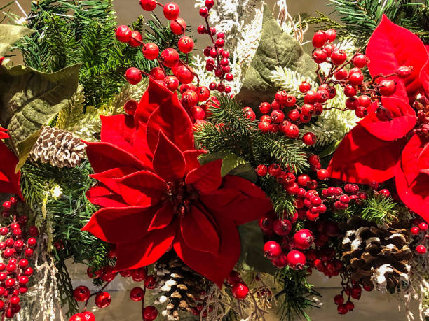 istock Red Christmas wreath decoration 1319889936