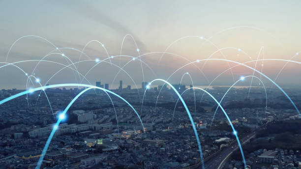 istock Smart city and communication network concept. 5G. IoT (Internet of Things). Telecommunication. 1319891620