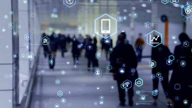 istock Modern city street and communication network concept. 1319891632