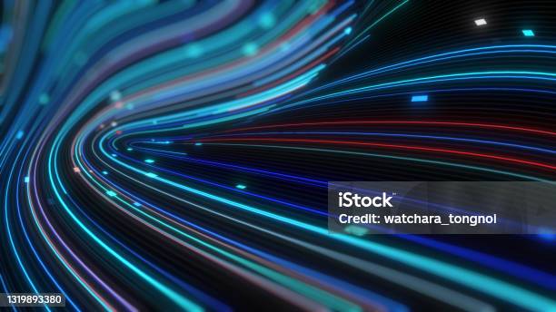 Abstrakter Technologiehintergrund Big Data Digital Line Wave Business Konzept Stockfoto und mehr Bilder von Technologie