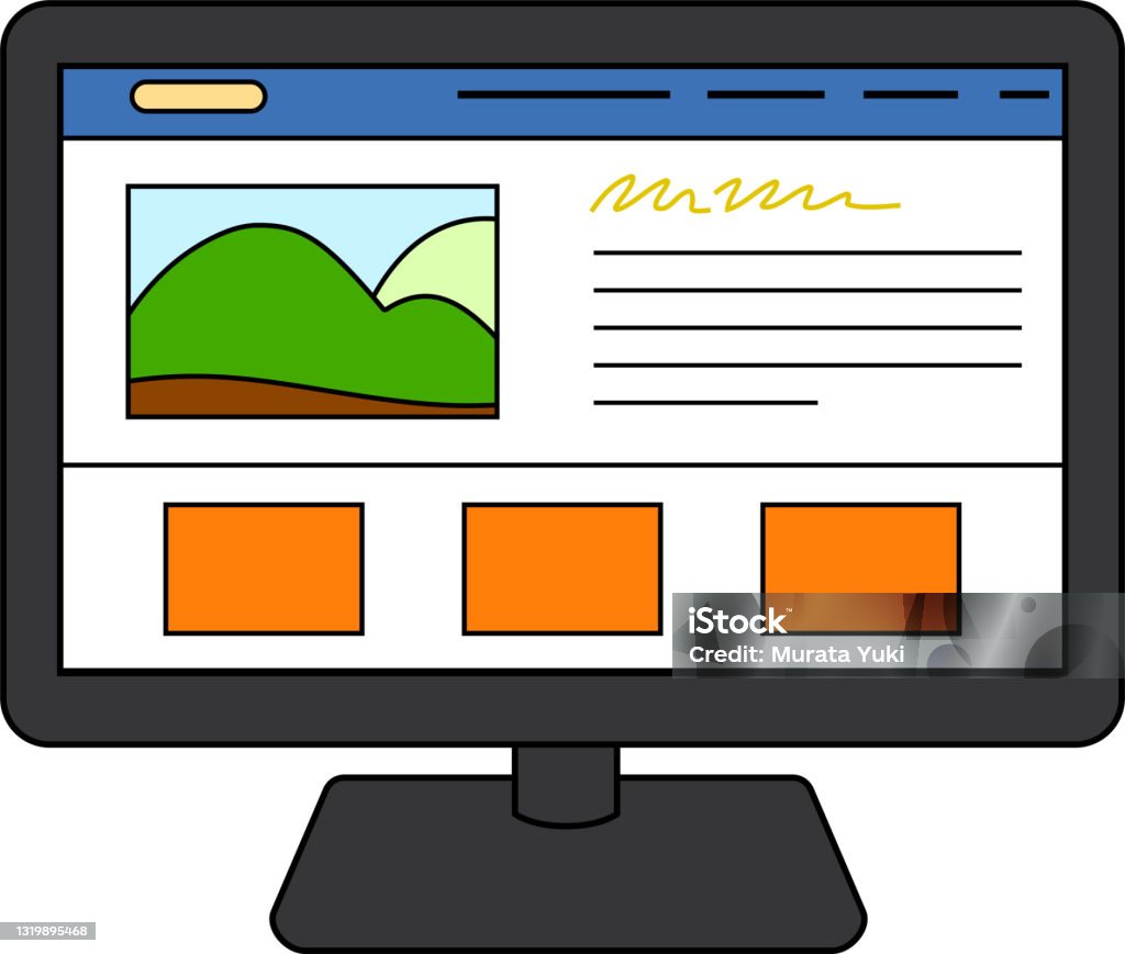 Computer Website View Website Screen View With Pc Stock Illustration - Download Image Now ...