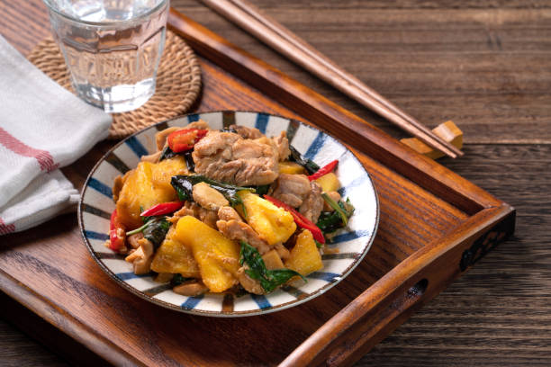 istock Stir-fried Taiwanese Three Cup Chicken with pineapple. 1319895595