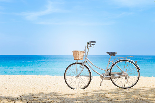 Bicycle on the beach, summer outdoor day light, vacation destination