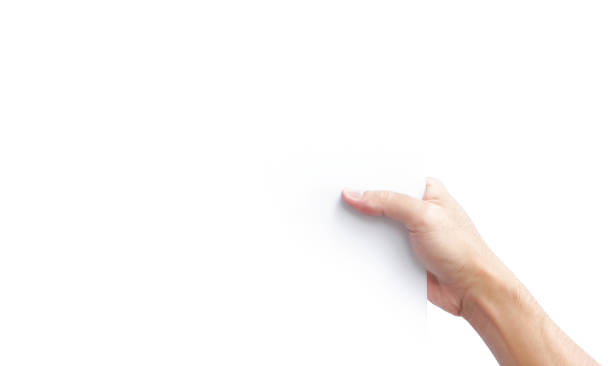 istock Hand holding blank white paper for advertise text 1319898270