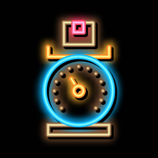 istock Weight of Delivery Postal Transportation Company neon glow icon illustration 1319899559