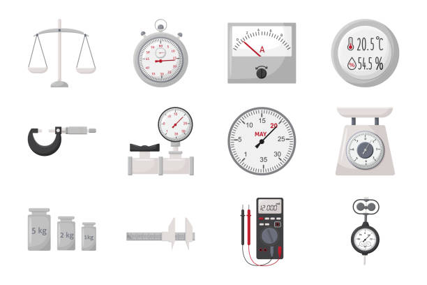 Measurement tools and instruments. Metrology equipment. Color vector icon. Vector illustration Measurement tools and instruments. Metrology equipment. Color vector icon. Vector illustration laboratory clipart stock illustrations