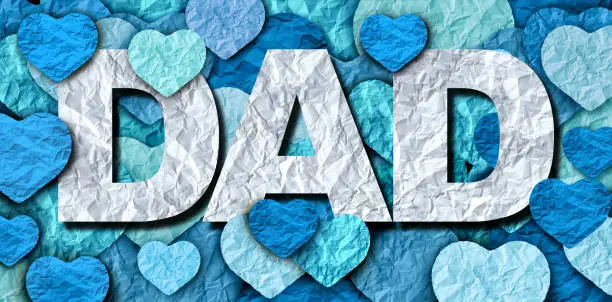 Fathers Day greeting and celebration or love for Dad in a 3D illustration style.