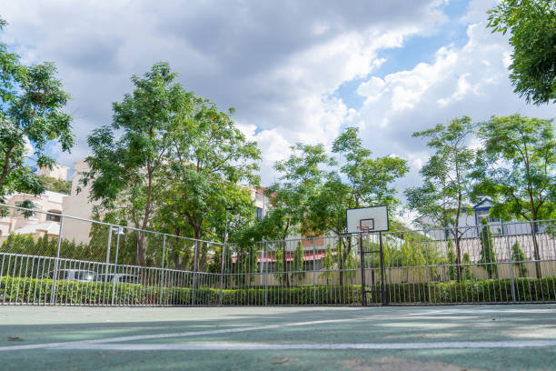 istock Basketball court at public park 1319905467