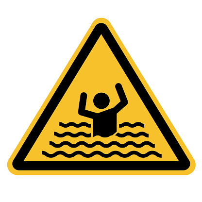 swim forbidden icon on white background. beware of drowning sign. drowning warning sign. flood warning symbol. flat style.