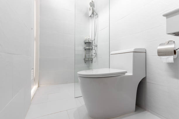 istock Clean white toilet In a modern bathroom 1319907615