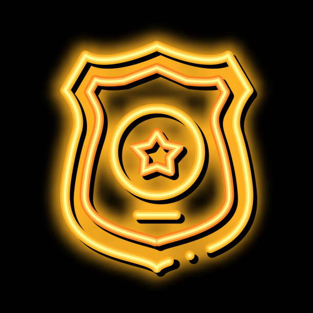 istock Police Officer Badge neon glow icon illustration 1319909623