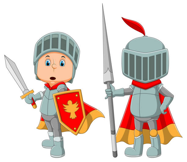 istock The collection of the royal guard are using the armor and holding the sword 1319916949