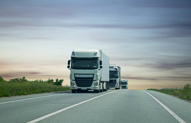 istock Haulage. Freight trucks on the highway. 1319919423