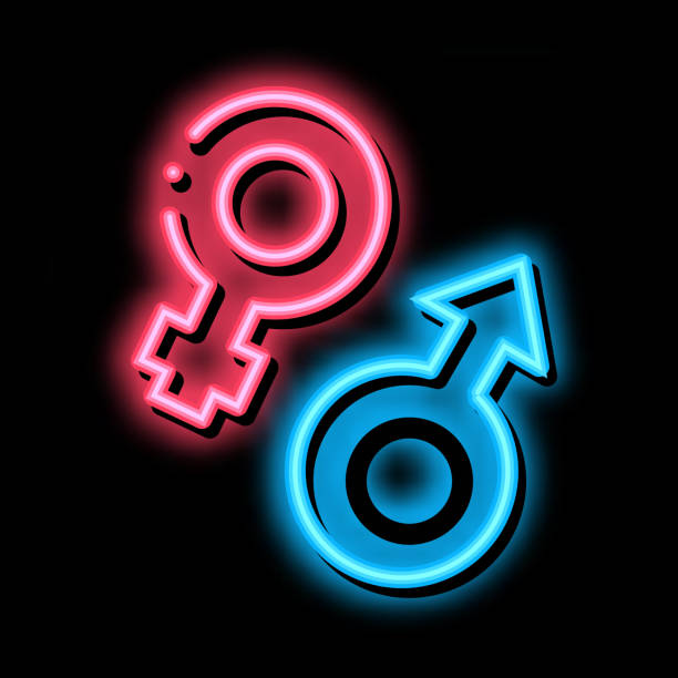 istock Man Woman Symbols neon glow icon illustration 1319922079
