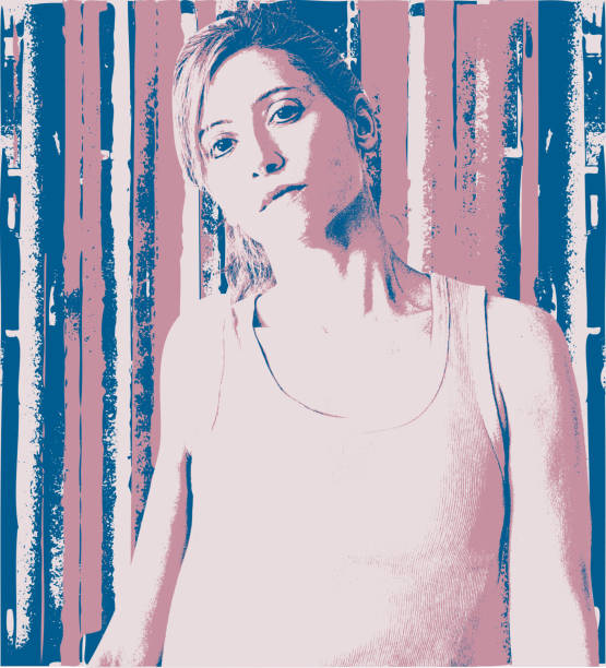 istock Woman portrait over stained painted background 1319923371