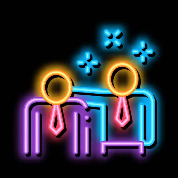 Vector illustration of Man Pat Shoulder neon glow icon illustration