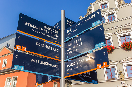 Direction signs to Wassenaar and Leiden at local S101 road in The Hague in the netherlands