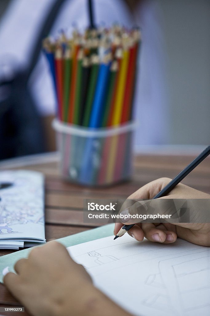 Child drawing Child drawing, selective focus, canon 1Ds mark III Activity Stock Photo