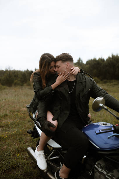 istock Young couple on a motorcycle 1319936914