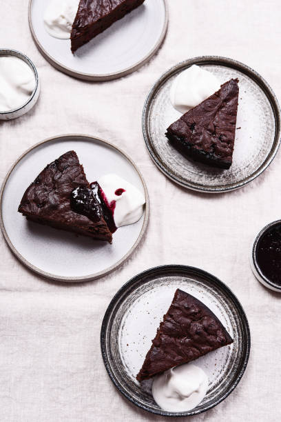 Slices of rich moist chocolate cherry cake