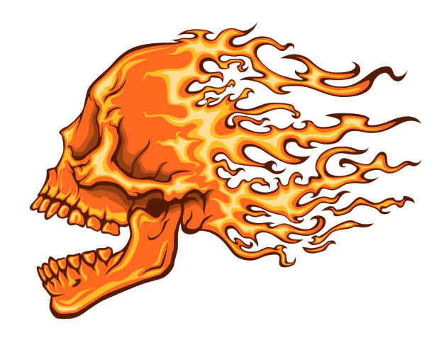 горящий череп - inferno fire flame skull stock illustrations