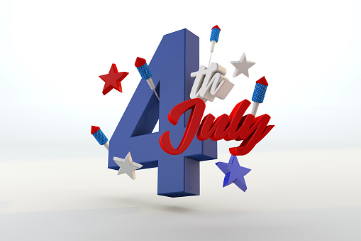 4th of July independence isolated background 3d render