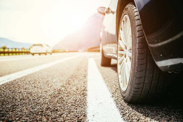 istock Car is standing on the breakdown lane, asphalt and tyre, Italy 1319939920