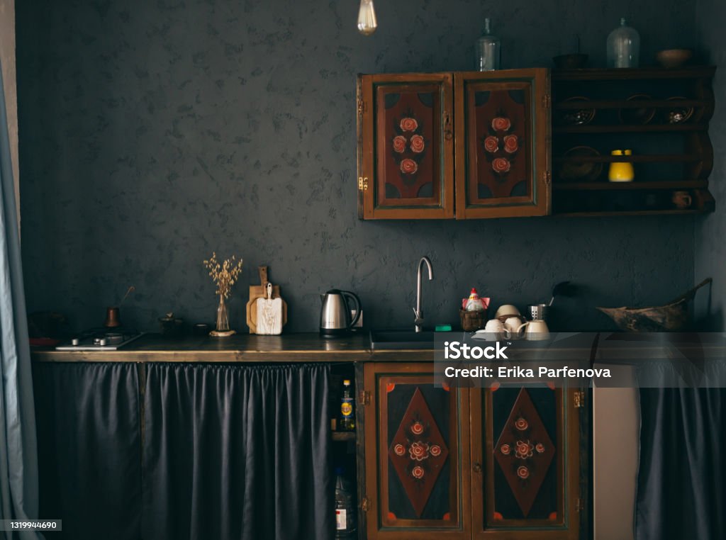 Interior of russian kitchen Domestic Life Stock Photo