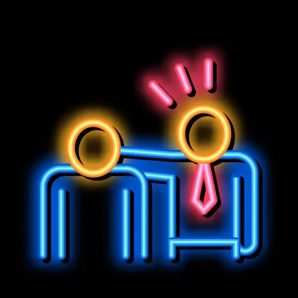 Vector illustration of Man Pat Shoulder neon glow icon illustration