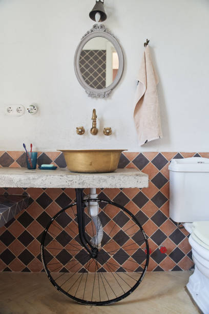 Stylish bathroom interior in a guest house Stylish bathroom interior in a guest house. High quality photo guest bathroom stock pictures, royalty-free photos & images