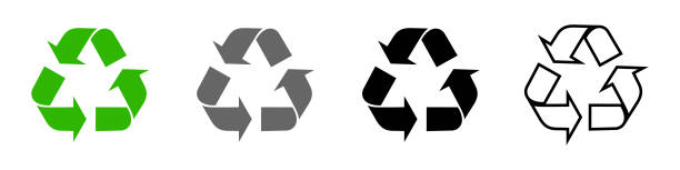 ilustraciones, imágenes clip art, dibujos animados e iconos de stock de iconos de reciclaje establecidos, flechas de reciclaje. un símbolo de ecología, naturalidad, pureza. conjunto vectorial para su diseño. eps 10 - recycle symbol