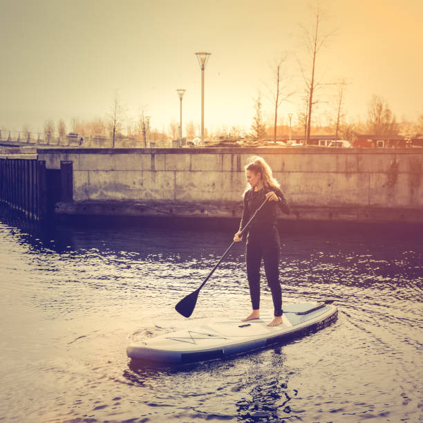 istock Female SUP paddle-boarding in ocean 1319950661