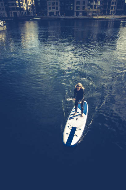 istock Female SUP paddle-boarding in ocean 1319950664