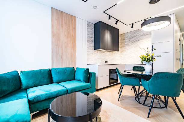 istock Kitchen and living room in one space 1319951543