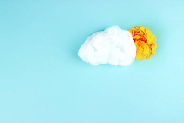 istock Composition with crumpled paper ball and cloud. Idea And Innovation Concept. Good idea 1319951987