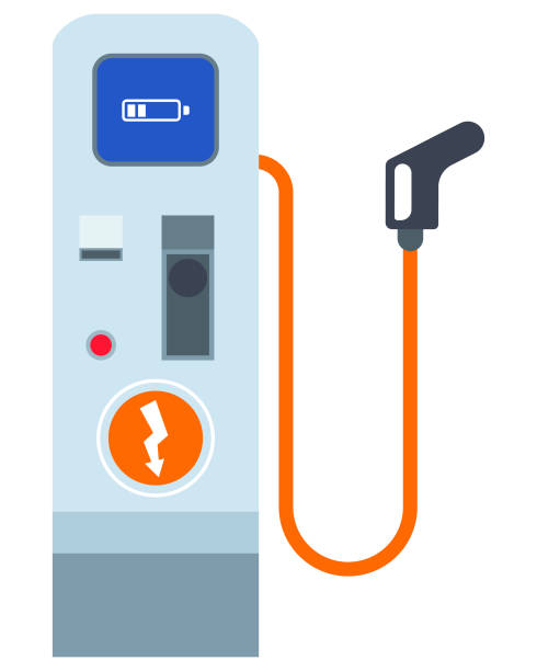 Charge Station Electric Vehicle Charge Station Symbol. Vector Illustration. power line illustrations stock illustrations