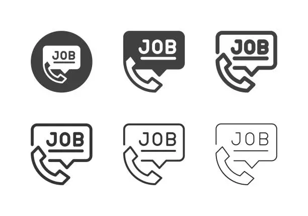 Vector illustration of Phone Job Interview Icons - Multi Series