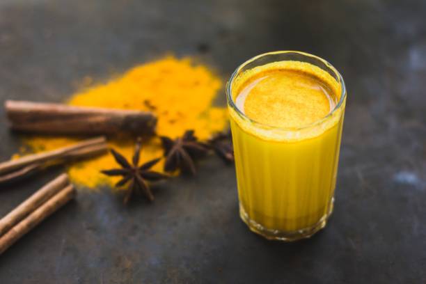 istock golden milk, turmeric, spices and lemon on a gray background 1319956294