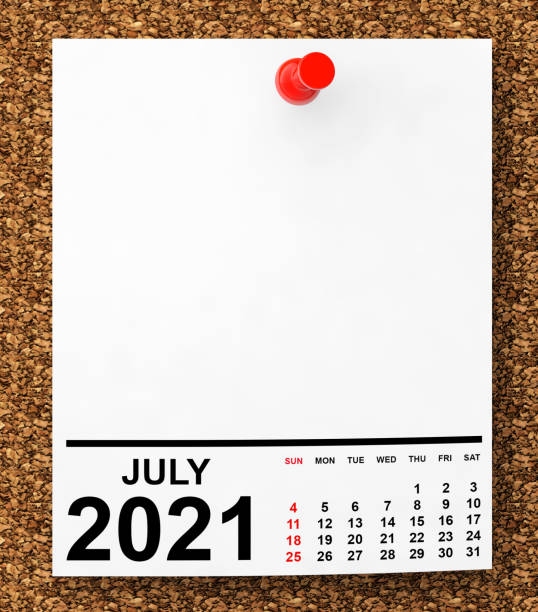 istock Calendar July 2021 on Blank Note Paper. 3d Rendering 1319959487