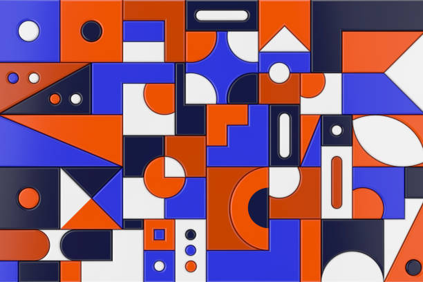 Abstract Colorful Geomerical Blocking Shapes Background extreme closeup. 3d Rendering