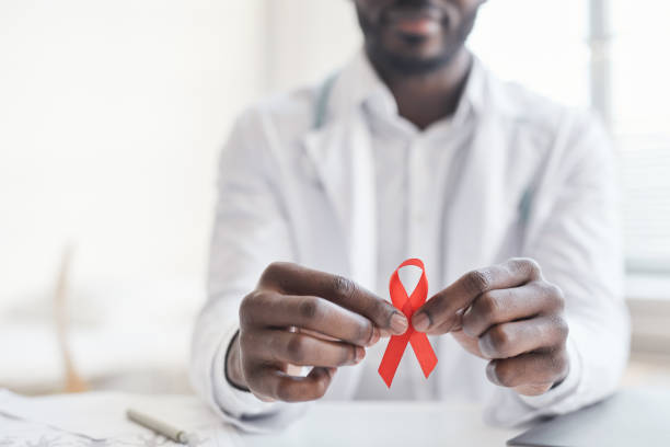 istock Doctor with ribbon at hospital 1319963451