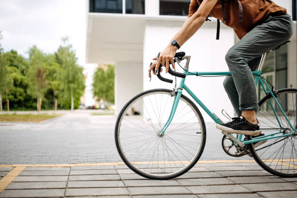 istock Man travels through the city on his bicycle 1319968993