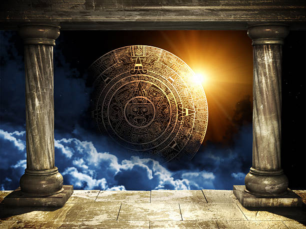 Maya prophecy Frame with two old columns and Maya calendar calendar 2012 stock pictures, royalty-free photos & images