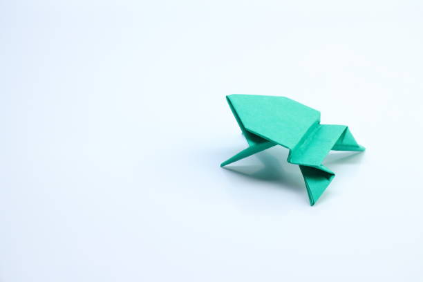 Origami green frog
