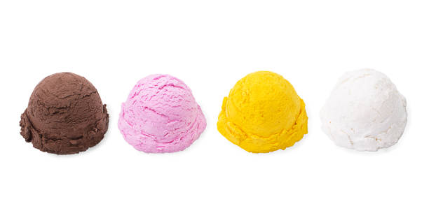 istock Four different ones  ice cream ball isolated on white background 1319974532
