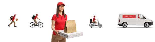 istock Workers from a fast food delivery service for takeaway orders 1319974747