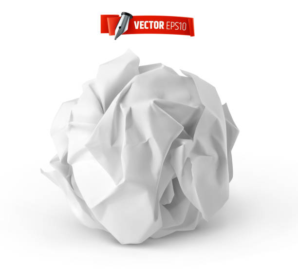 ilustraciones, imágenes clip art, dibujos animados e iconos de stock de vector realista crumpled bola de papel - crumpled paper document frustration